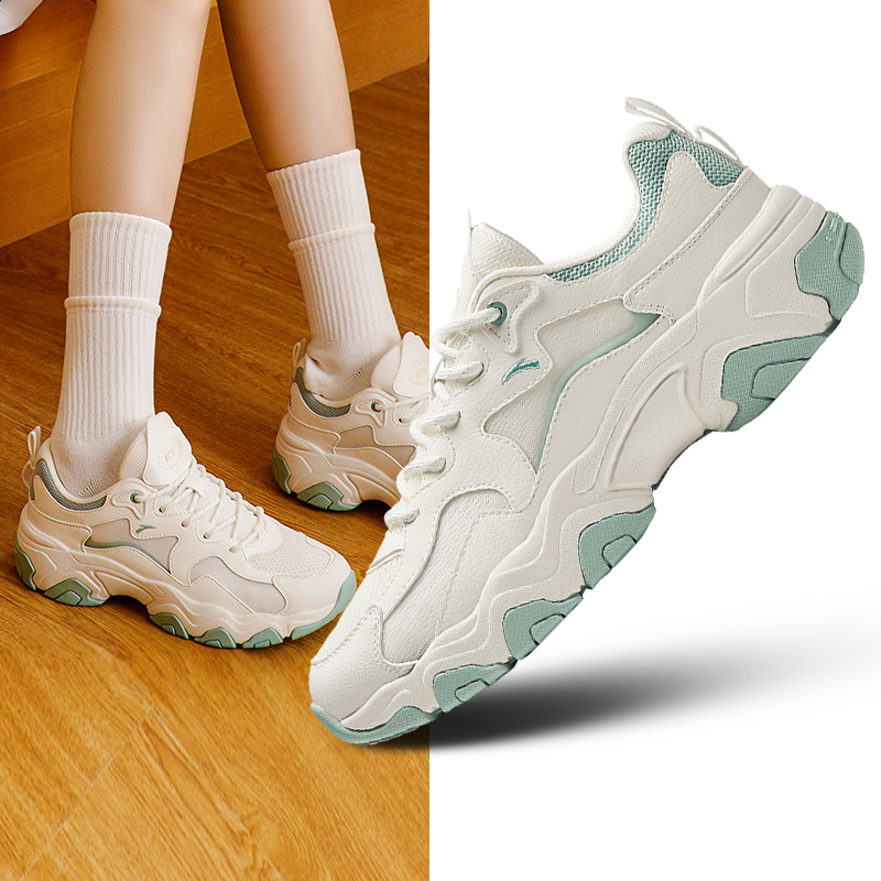 安踏星海丨春季新款老爹鞋男女潮流休闲鞋密网透气厚底运动鞋子