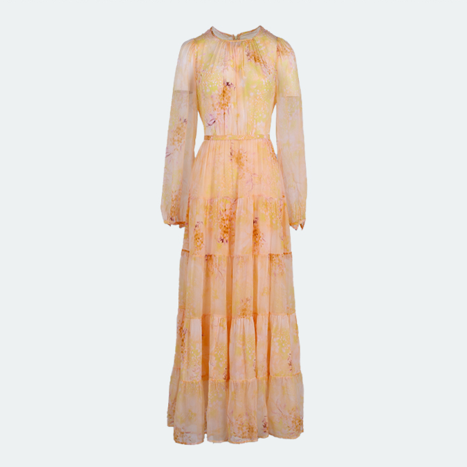 【2024-林姐真丝】手绘花色桑蚕丝连衣裙Y24C9084-2