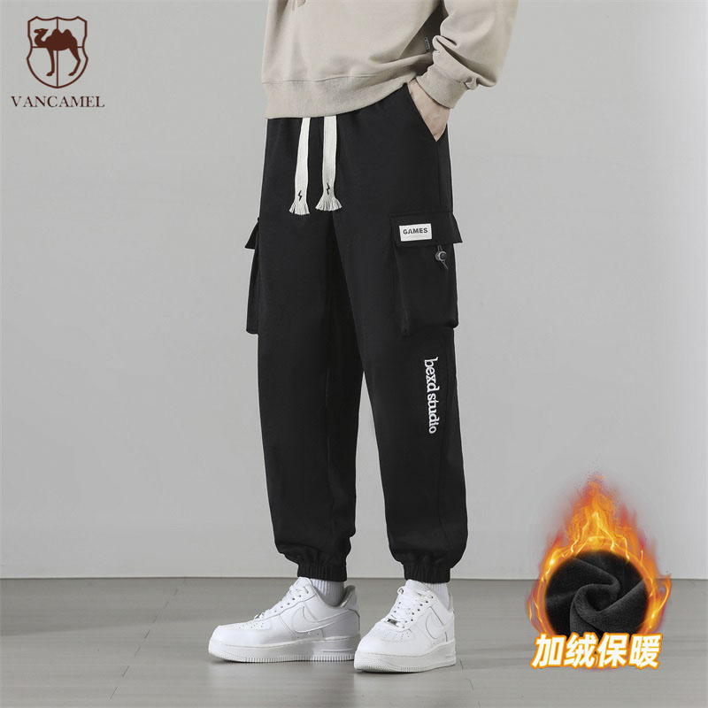 西域骆驼秋冬男女同款加绒加厚百搭潮流宽松工装裤ST913