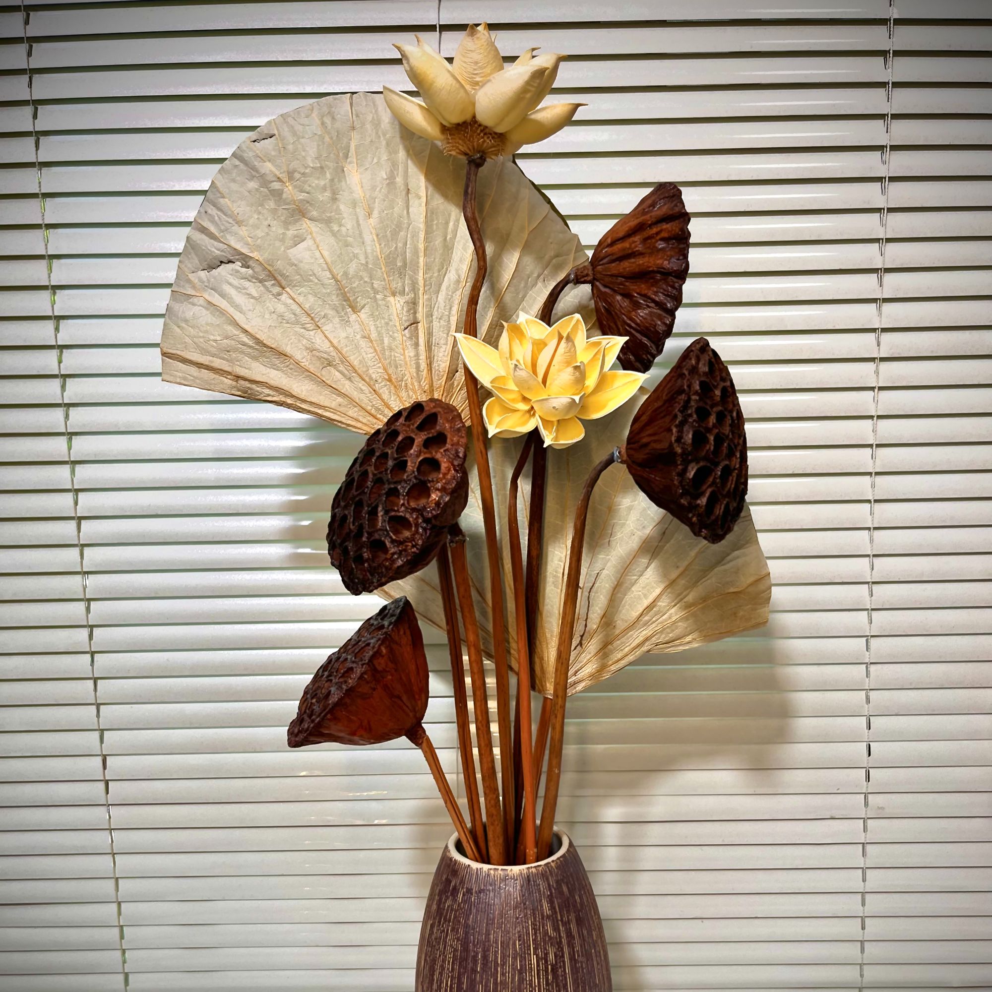 【一品荷塘】客厅摆件禅意新中式永生花干花仿真花装饰荷花莲蓬莲杆