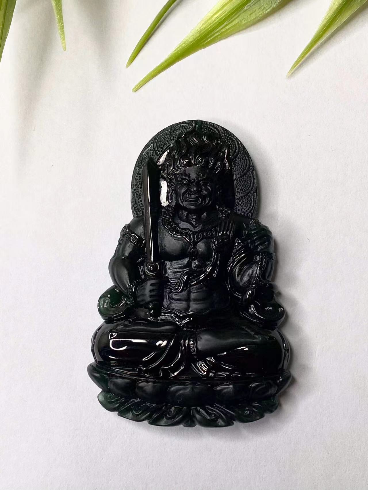 娜年翠玉 缅甸a货墨翠 不动明王 威武霸气 男士可带