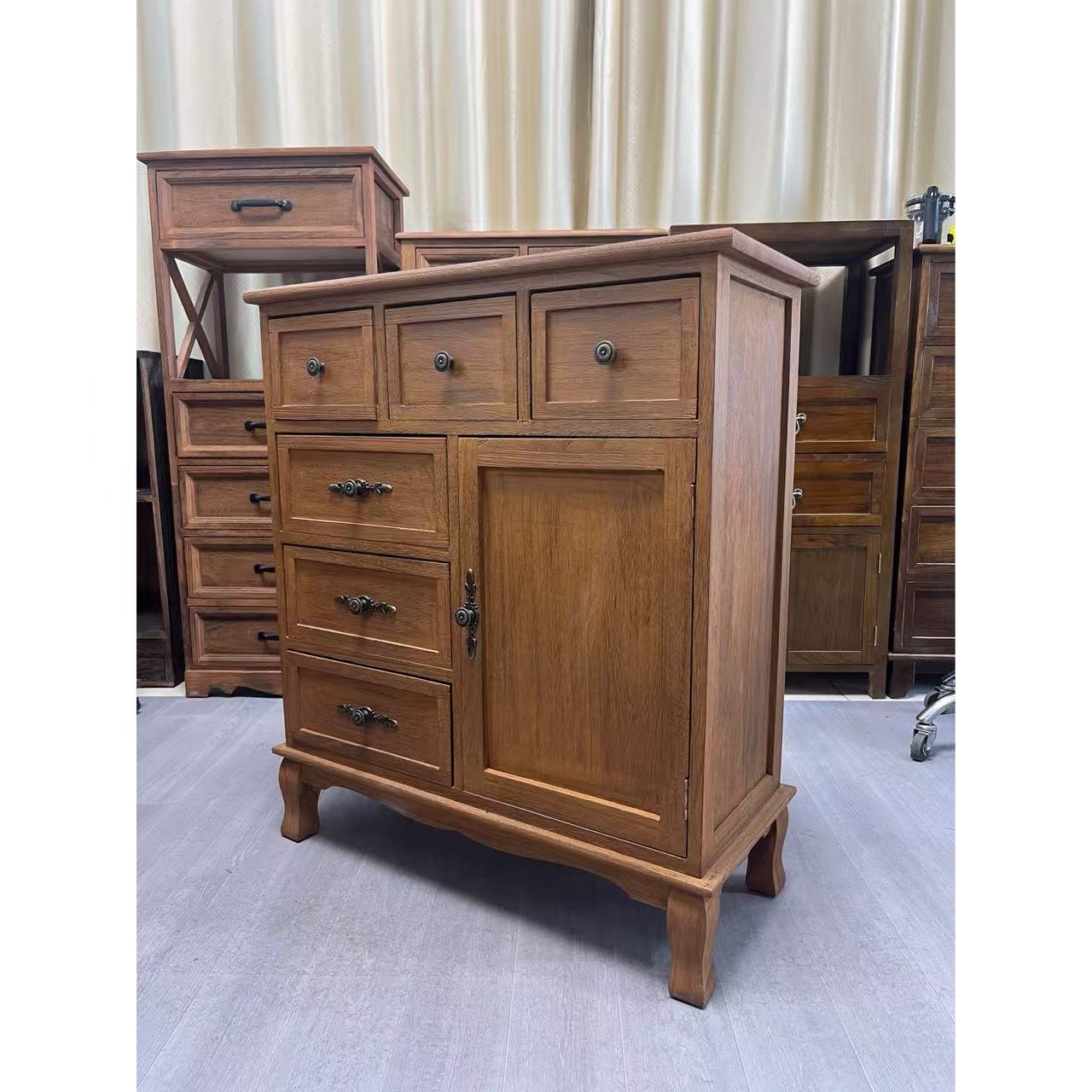 70*30*80cm六斗一门实木斗柜客厅收纳柜阳台储物柜