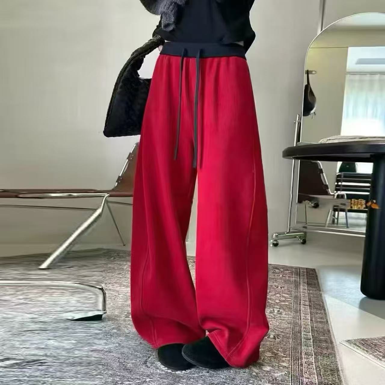 冬季加绒百搭高腰休闲裤