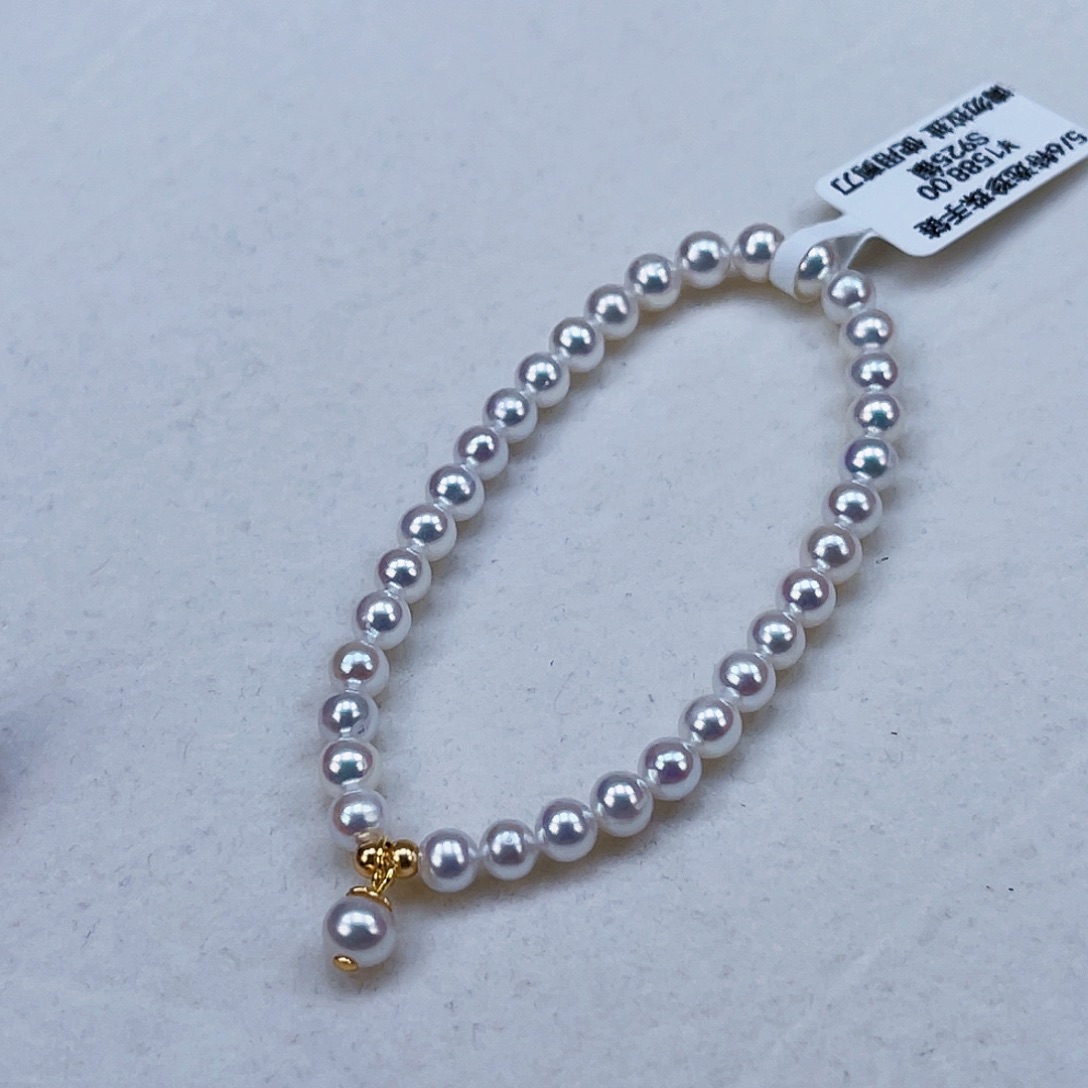 银S925镶嵌手绳淡水珍珠5-6天然淡水珍珠手链 