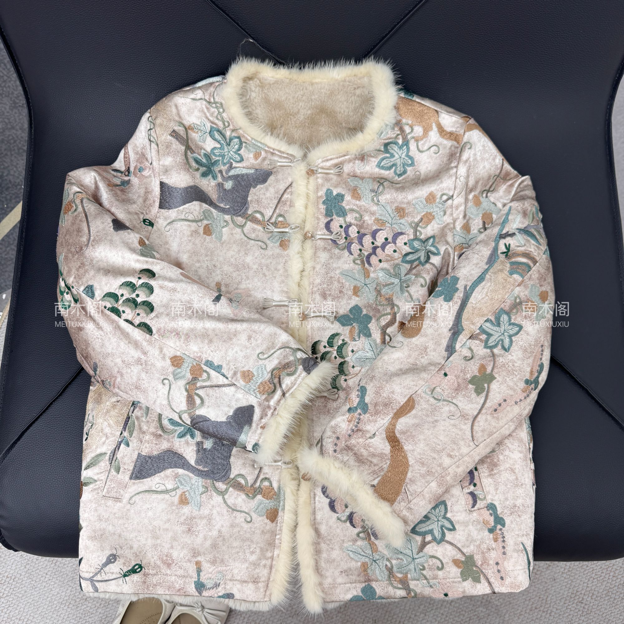 (扶摇东方)冬款新款水貂毛外套香云老料新中式短款上衣百搭双面穿