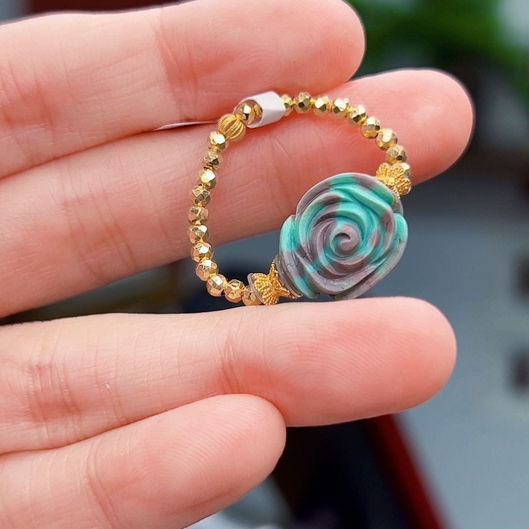 绿松石珠宝奇石18K金镶嵌