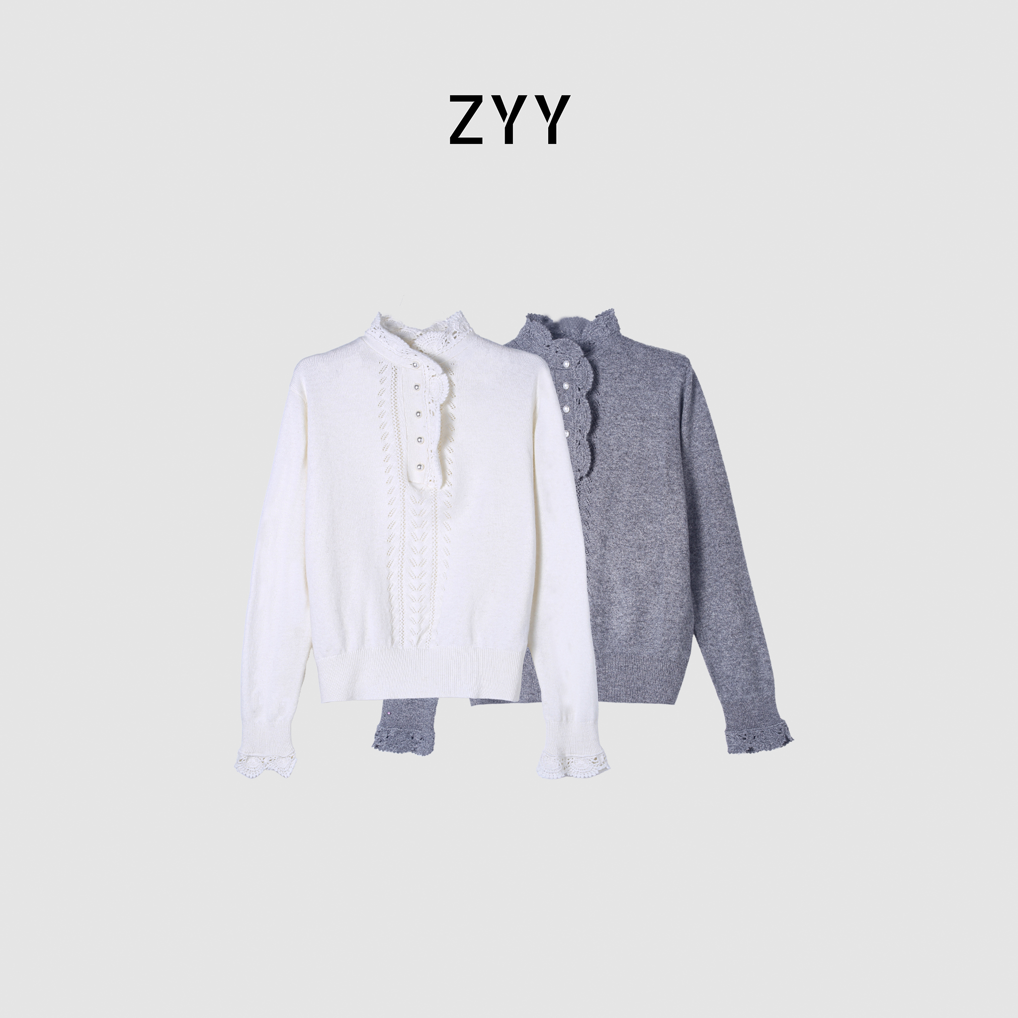 ZYY【疏桐清露】2024S/S新款羊毛花纹设计感针织毛衣X25DMY06244