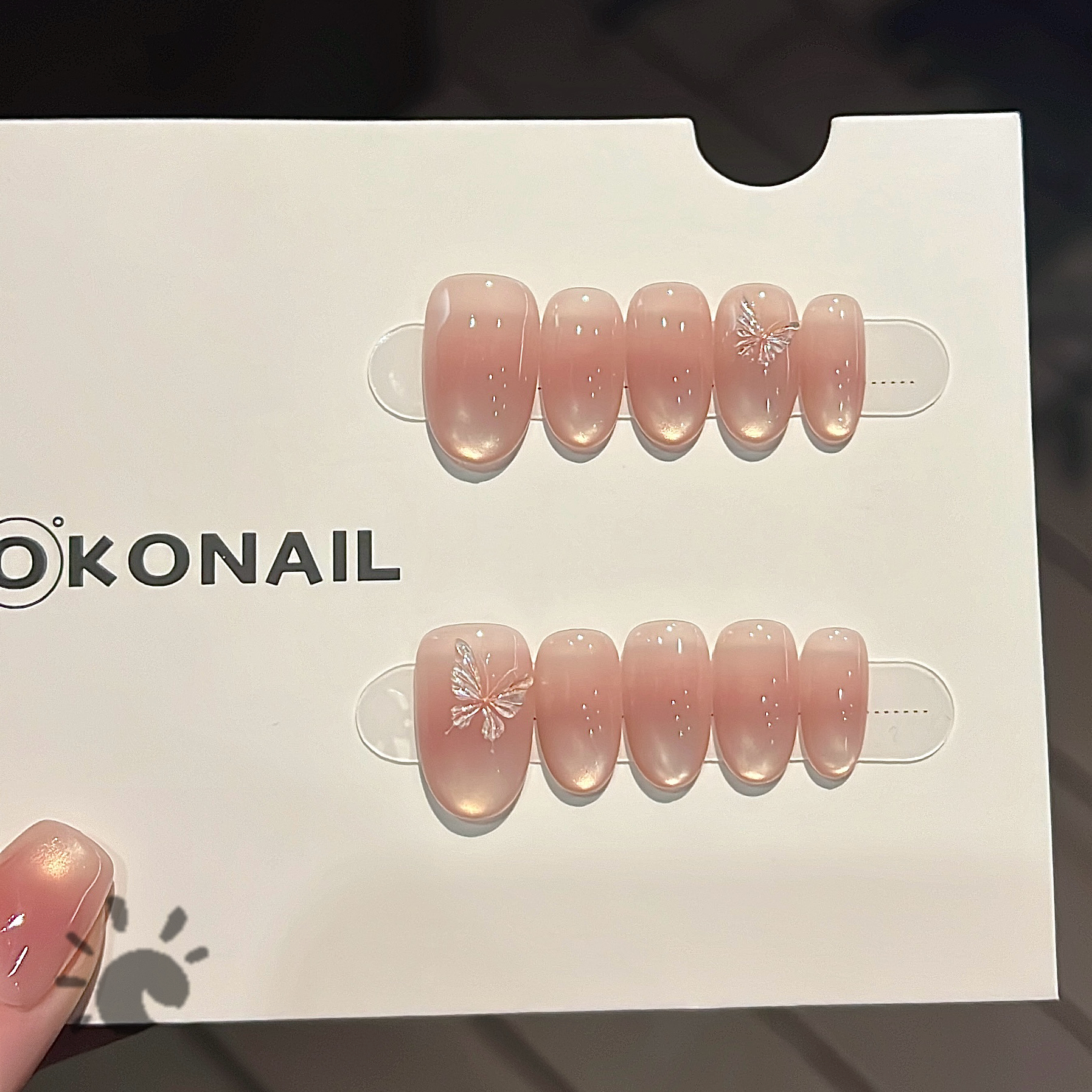 「羽化成蝶」冰透腮红法式猫眼蝴蝶纯欲粉色清新ins风纯手工穿戴甲