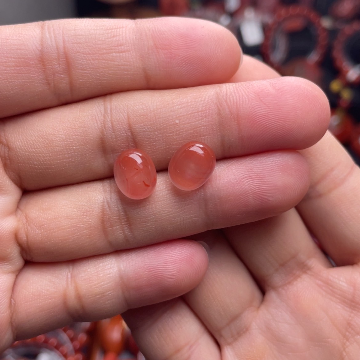 【闪购商品】银S925镶嵌冰粉蛋面耳钉南红玛瑙