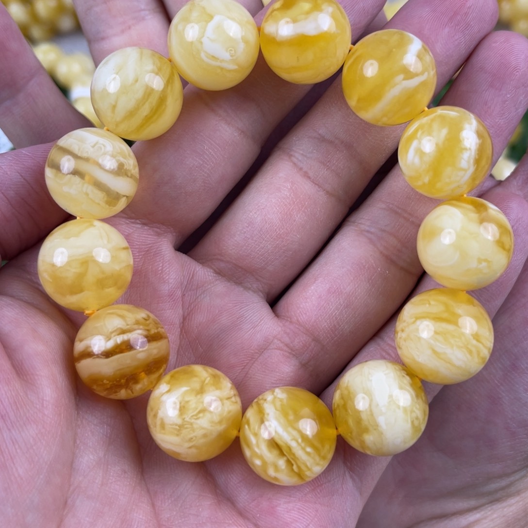 手链琥珀未镶嵌蜜蜡手串卡17+虎皮