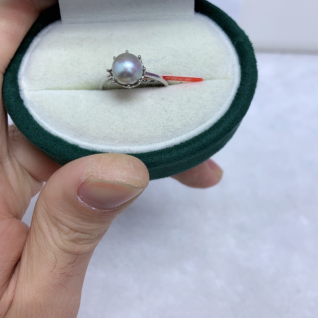 海水珍珠银S925镶嵌戒指