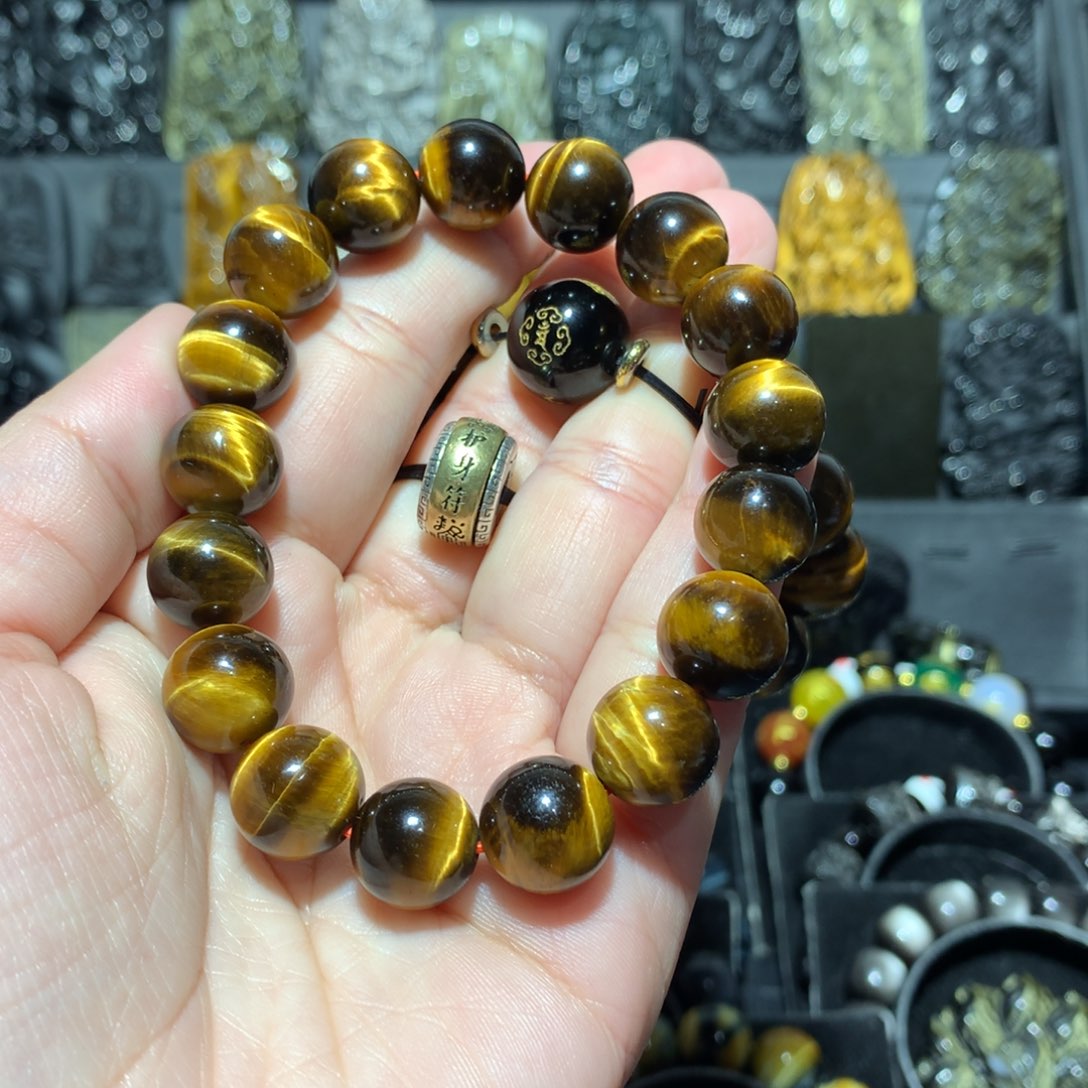 木变石（虎睛石）手串银S925镶嵌知*定制