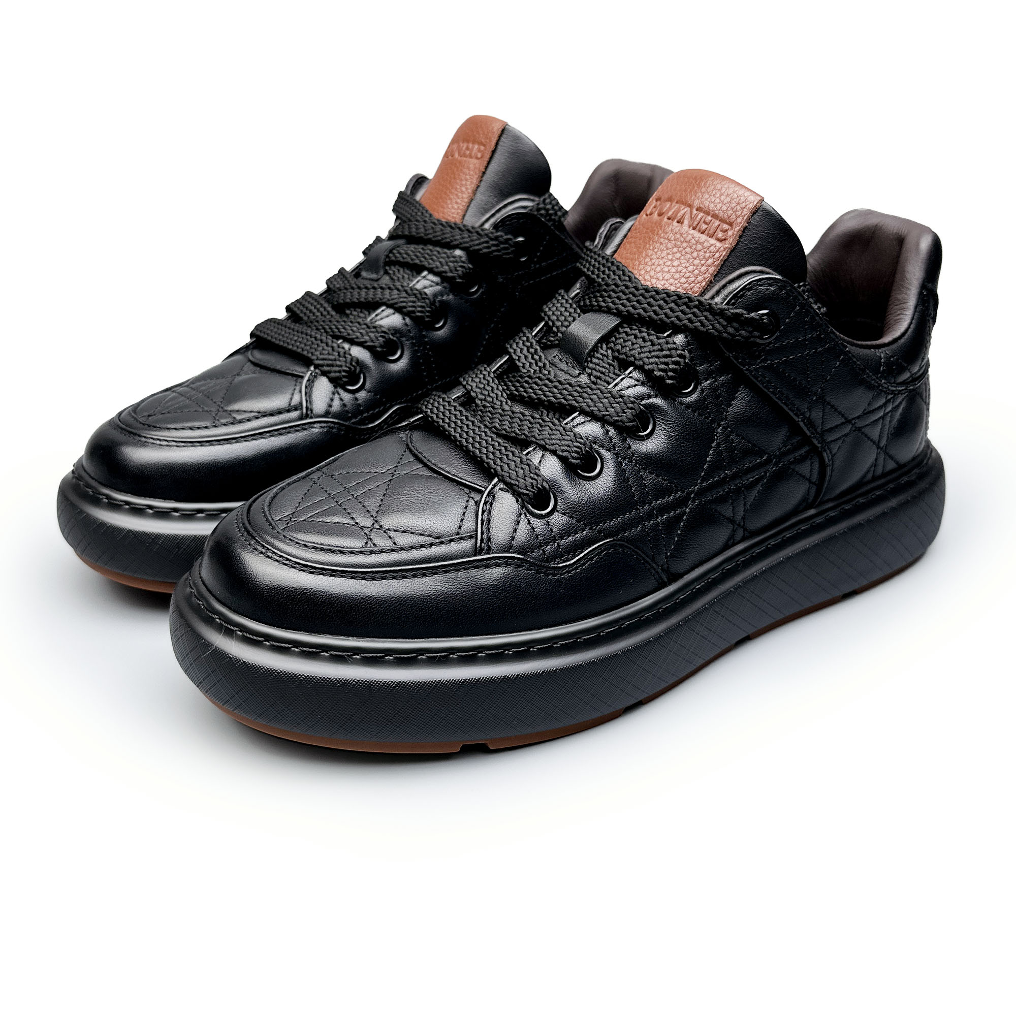 BIEUBRAYR/【有单有棉】牛皮菱形格高端休闲商务时尚百搭男鞋舒适