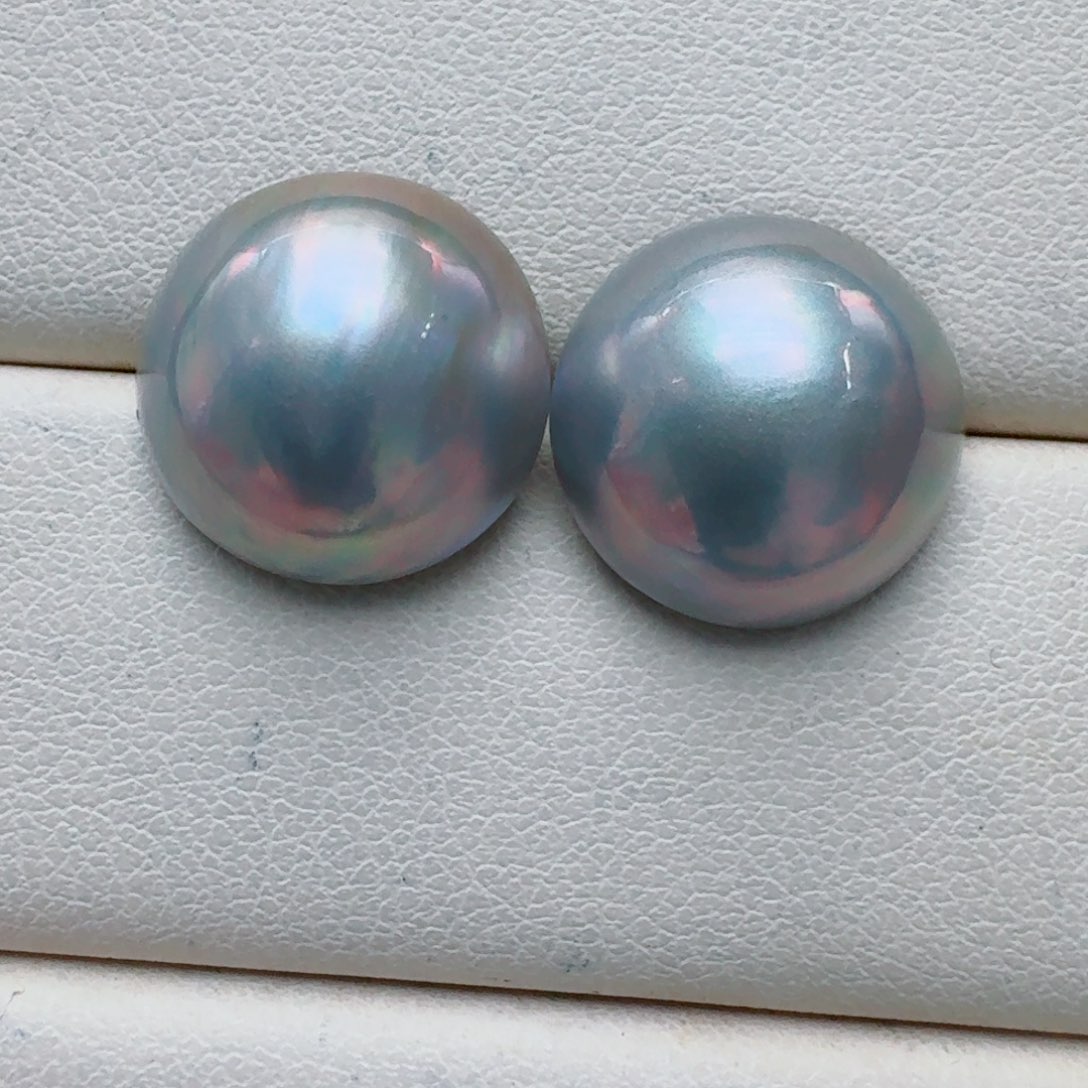 银S925镶嵌拼合珍珠（马贝珠）耳饰@@me007