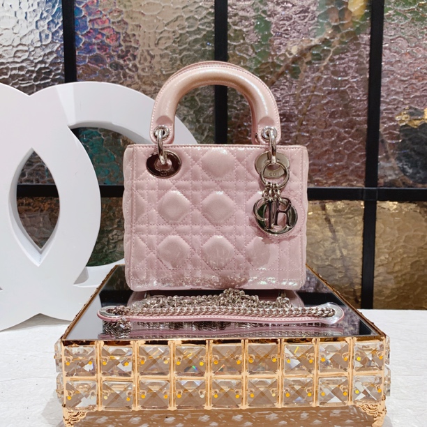 95新 DIOR/迪奥 Dior粉色亮面三格戴妃 25060126-03