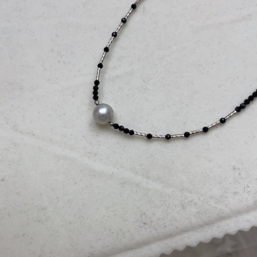 项链银S925镶嵌海水珍珠