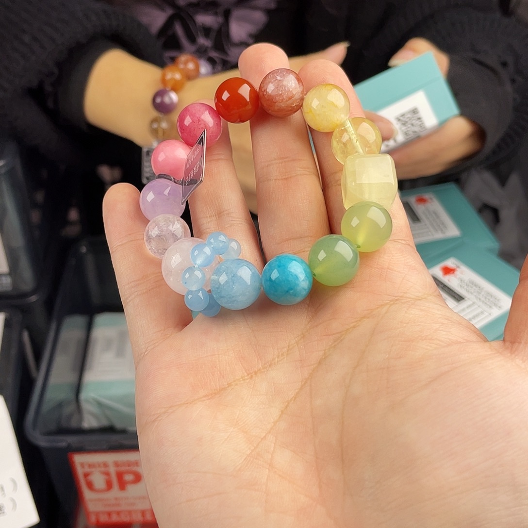 水晶银S925镀金镶嵌手串