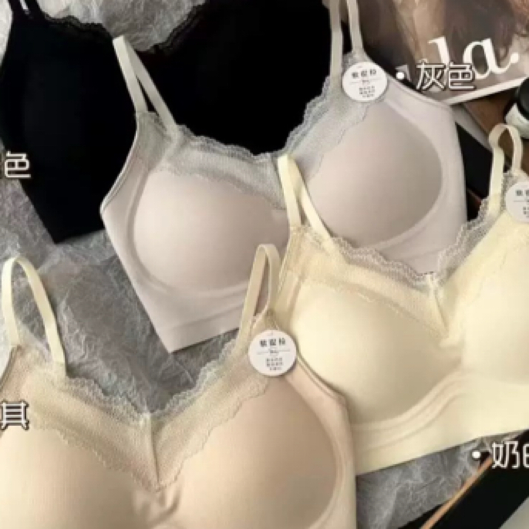 法式蕾丝77063软提拉甜美少女抹胸固定杯内衣文胸小胸美背文胸罩