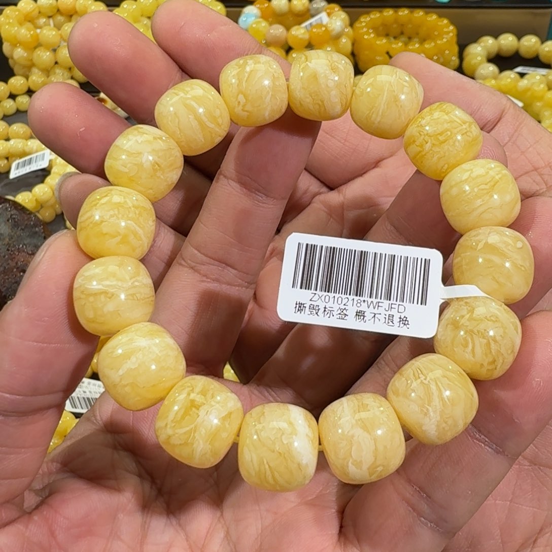 琥珀手链未镶嵌14m同料老型虎皮花蜡串27.2克