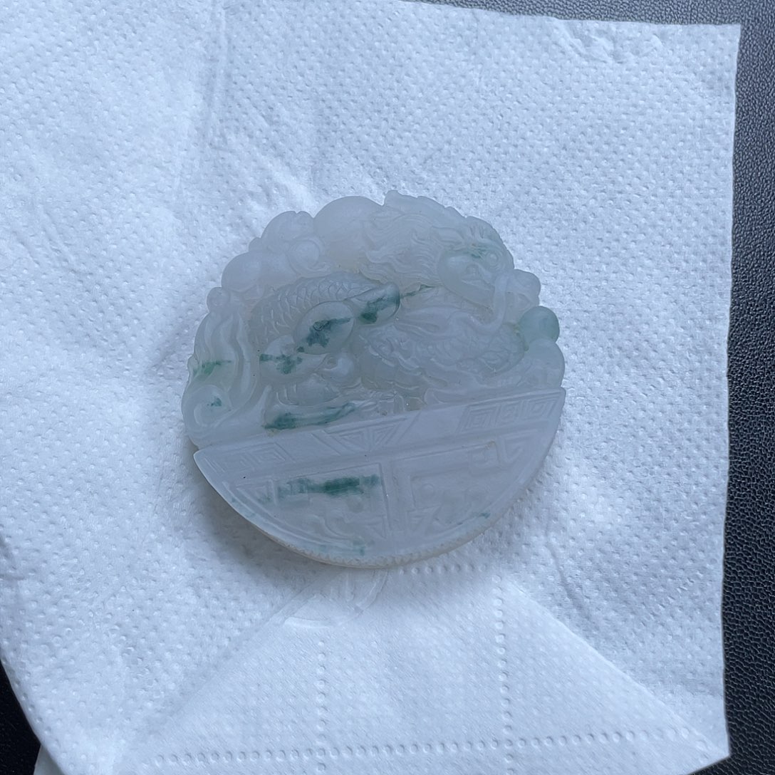 定制翡翠未镶嵌大***✨龙牌翡翠雕刻毛货无鉴赏期