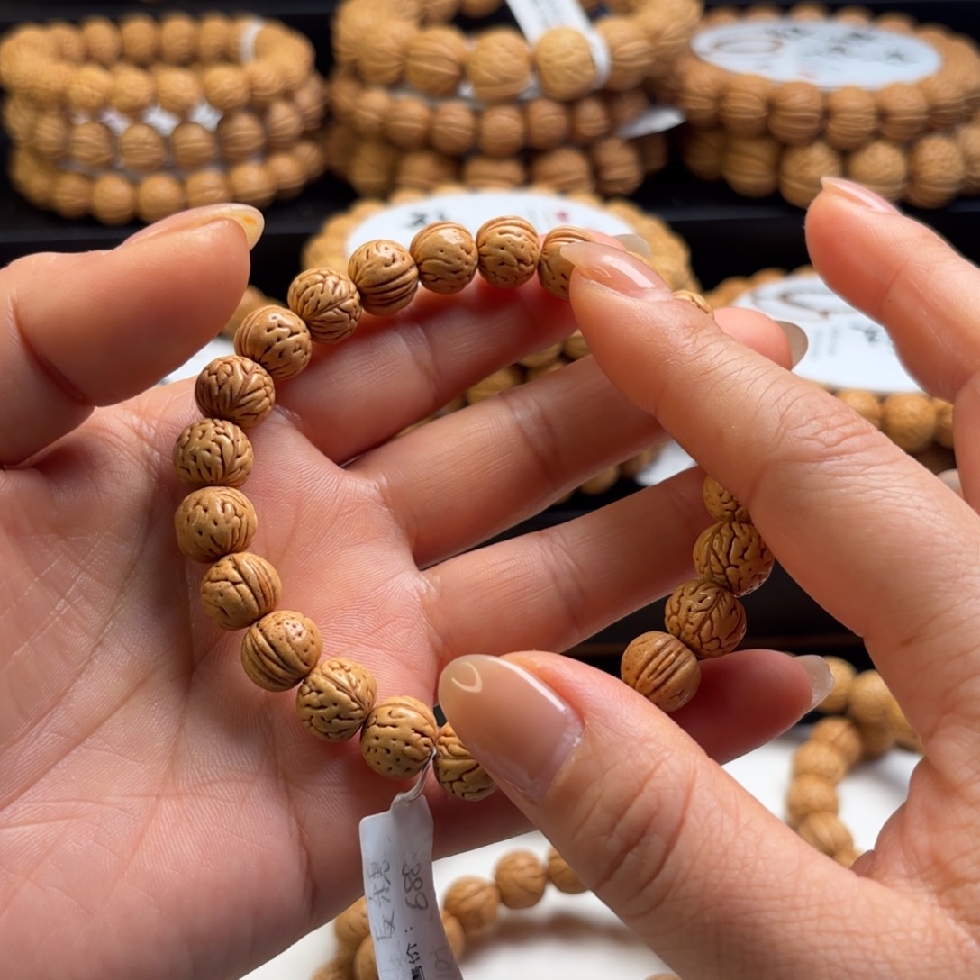 稀***虎菩提籽类小麦穗桃核精品手串