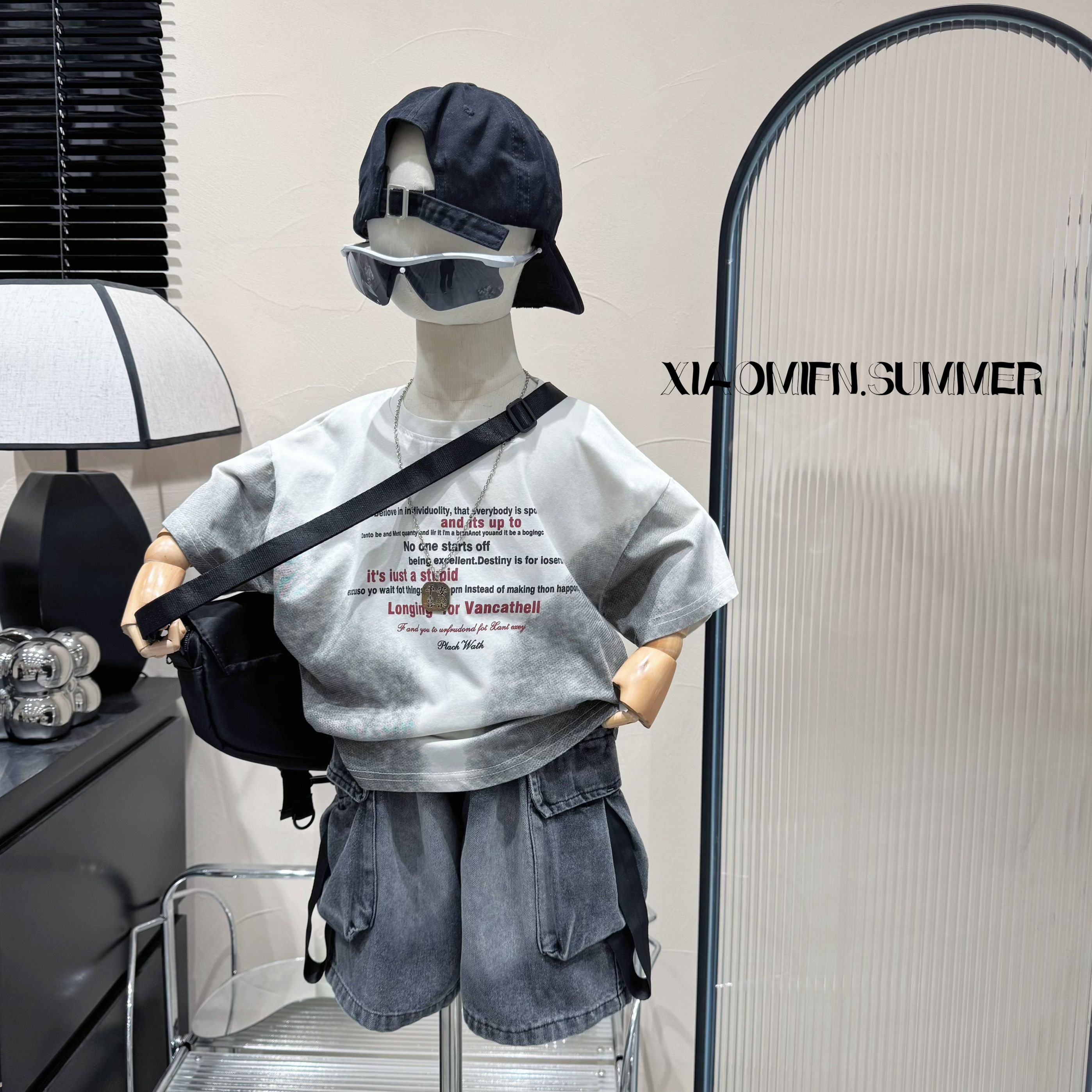 现货~韩版男童套装2025夏款潮牌T恤短袖洋气潮童装儿童夏季5870