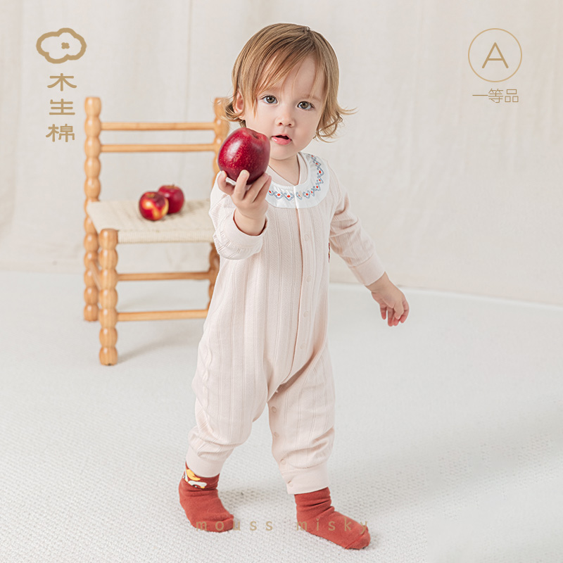 【福气满满系列】木生棉宝宝长袖连体衣绑带三角哈衣春秋季哈衣合集