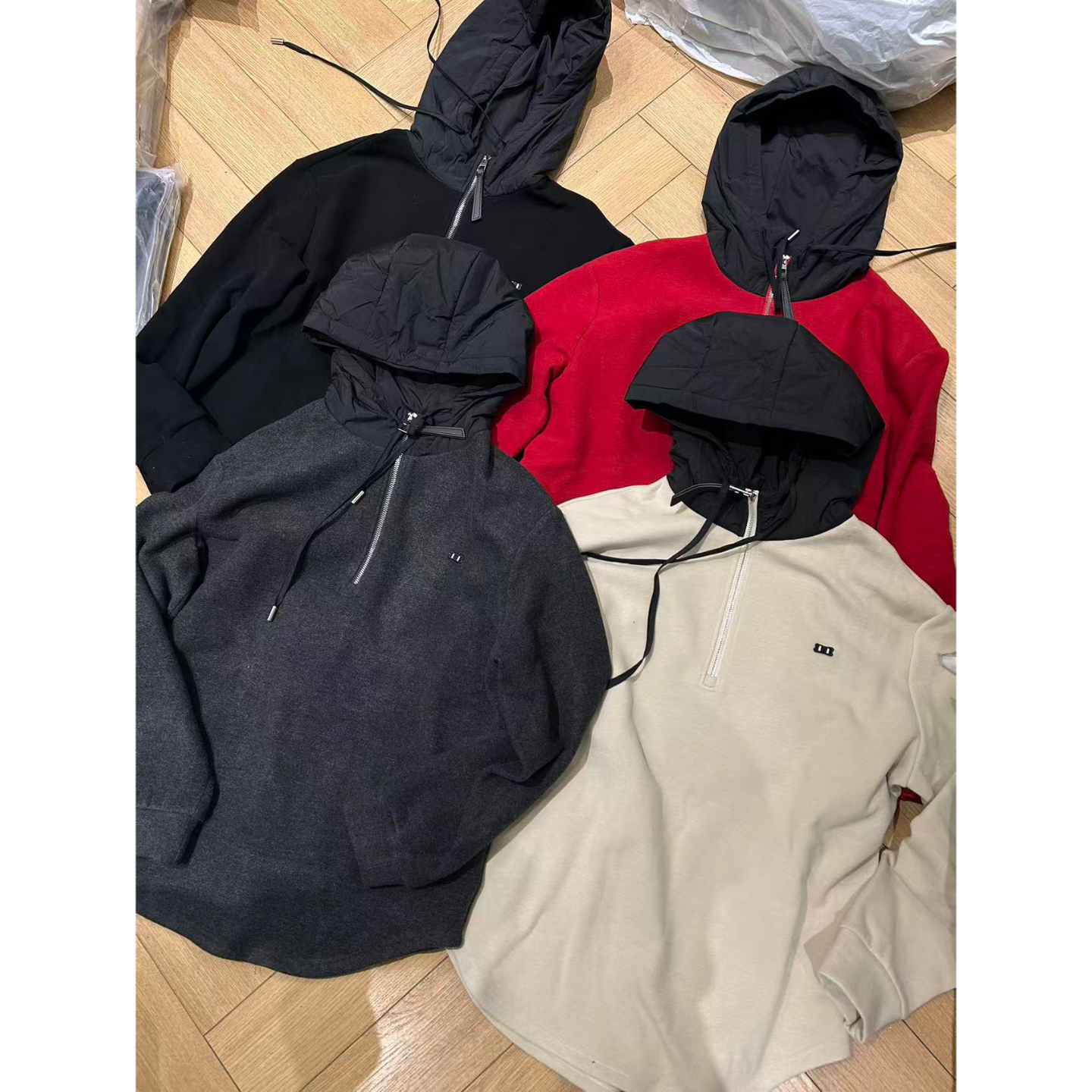 大版加绒连帽半拉链卫衣JCH-2963