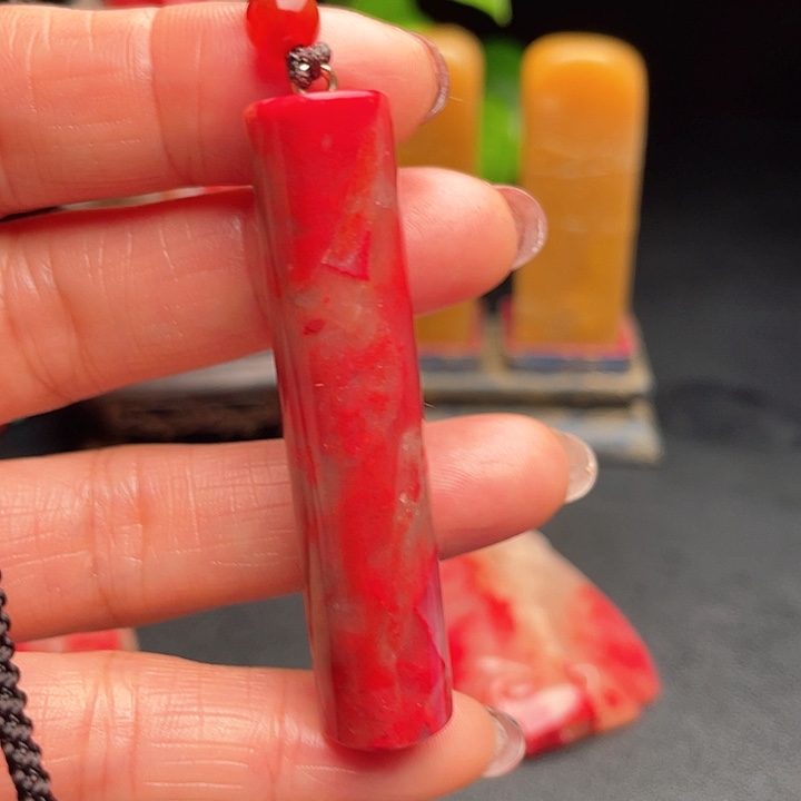 鸡血石鸡血石印章闲章手把件挂件