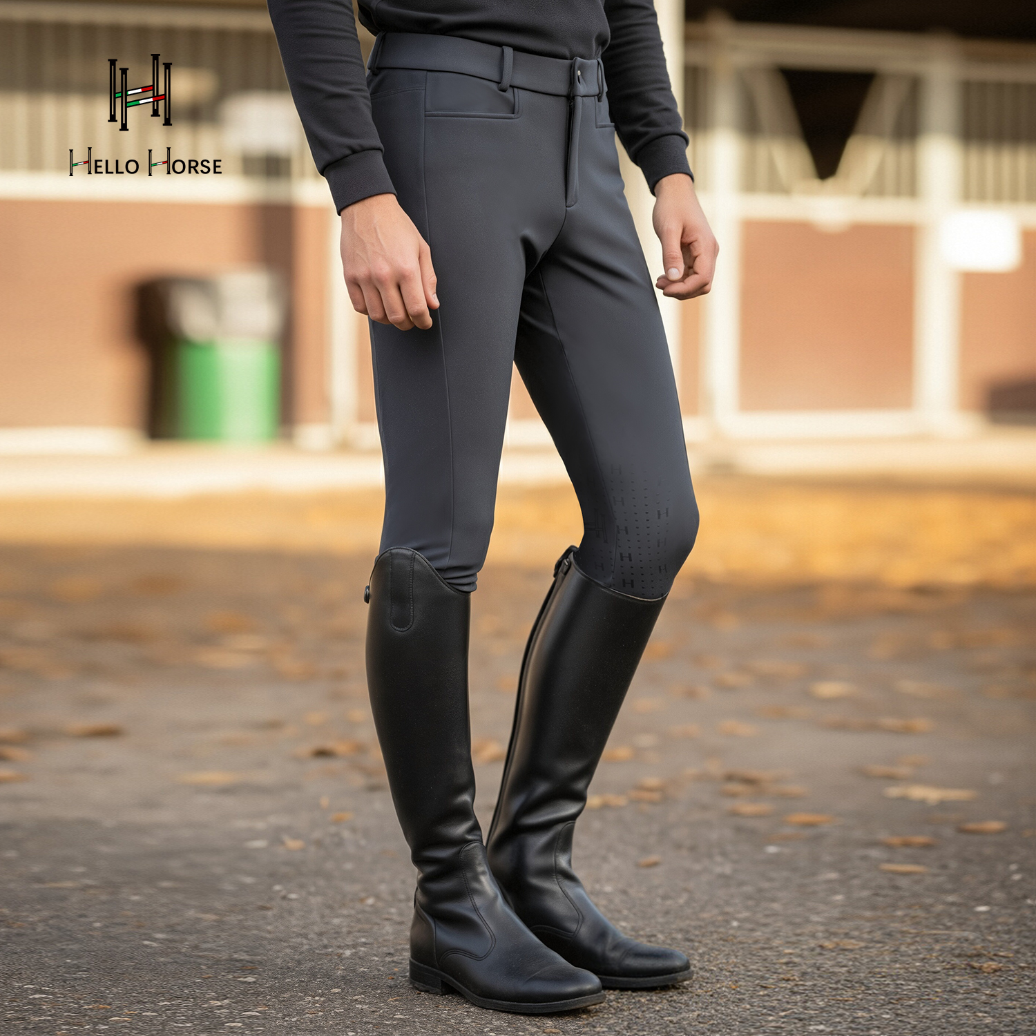 Hello Horse马裤男士加绒马术裤秋冬男款裤子骑士硅胶压胶保暖