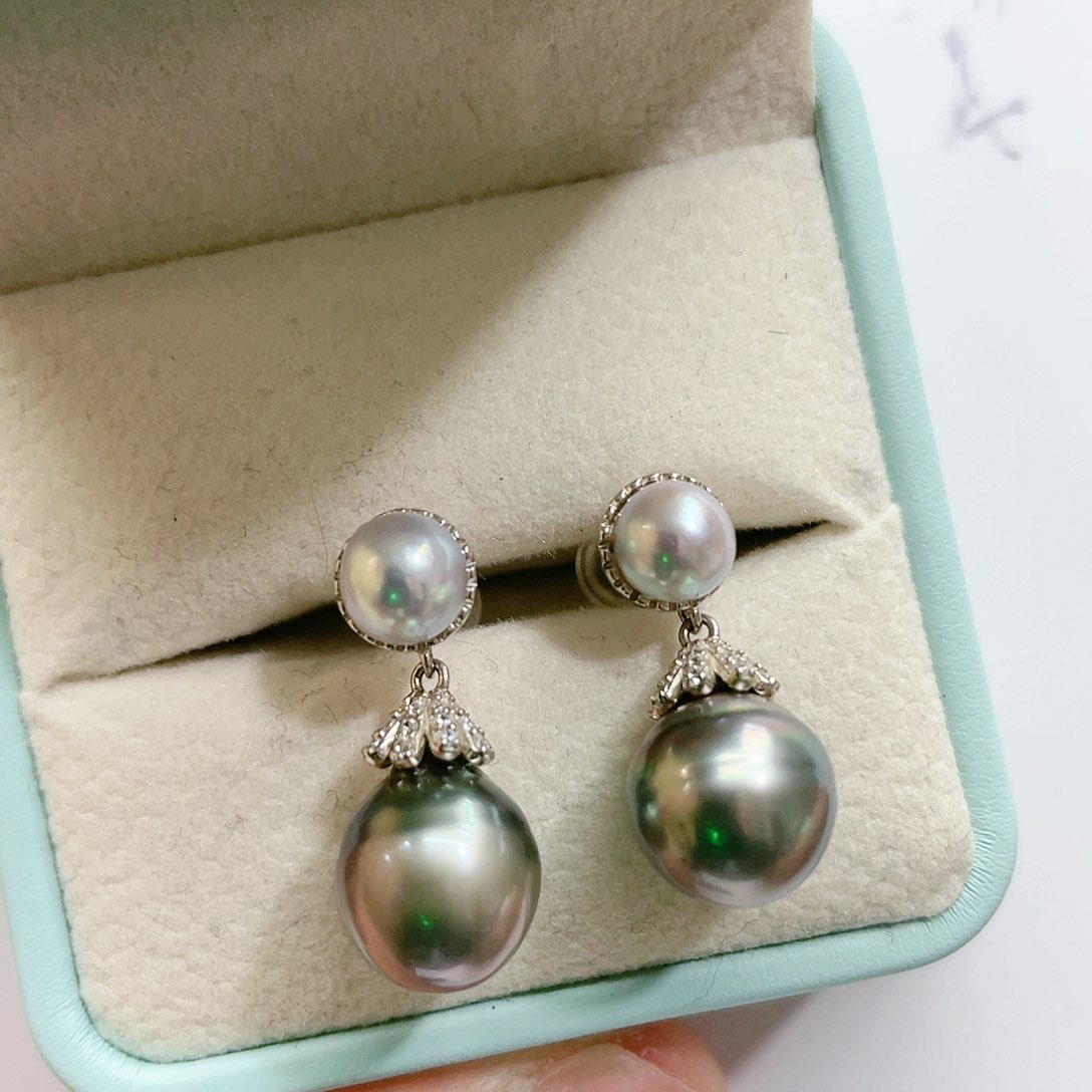 海水珍珠耳饰银S925镶嵌