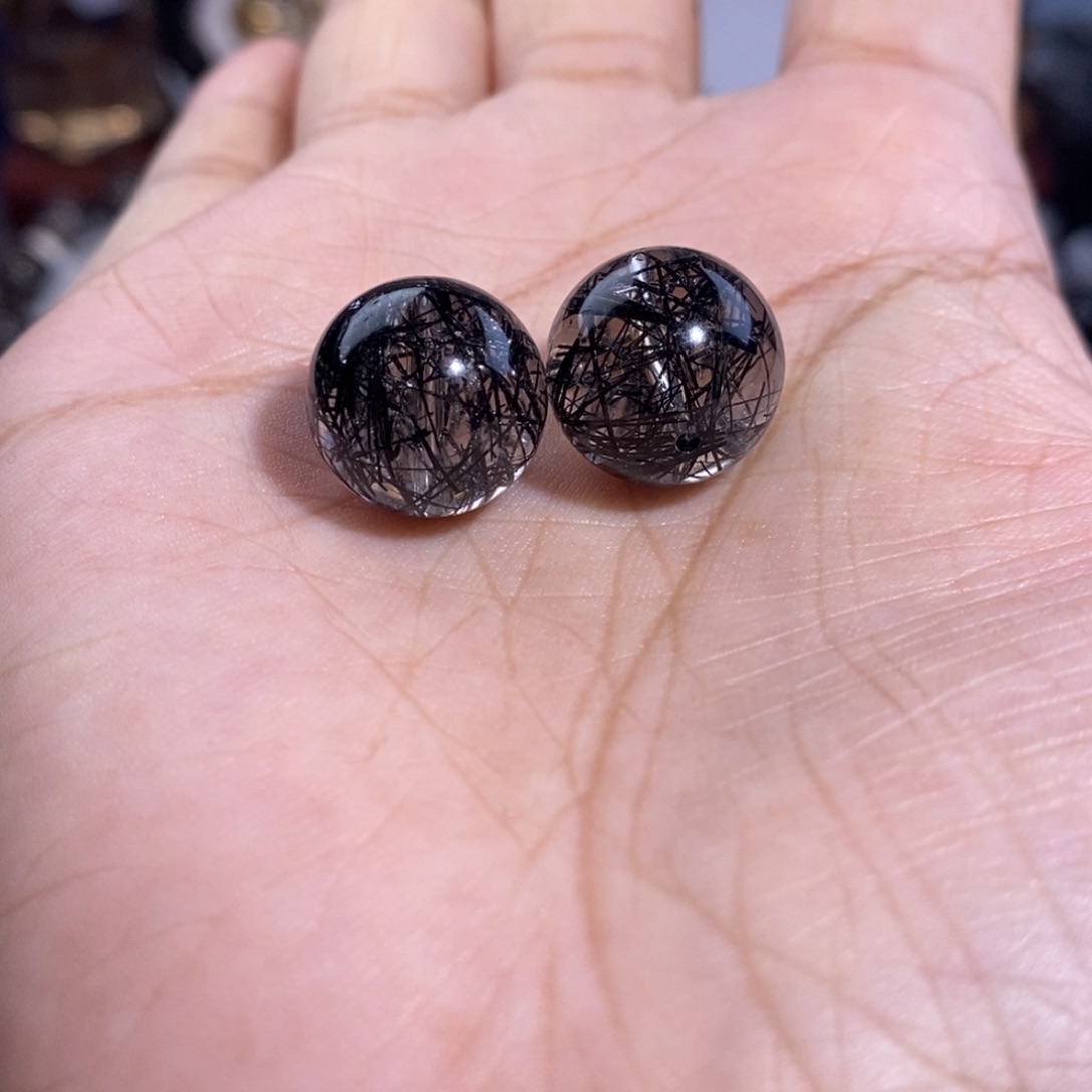 小***威水晶未镶嵌手链14mm蕾丝黑发晶