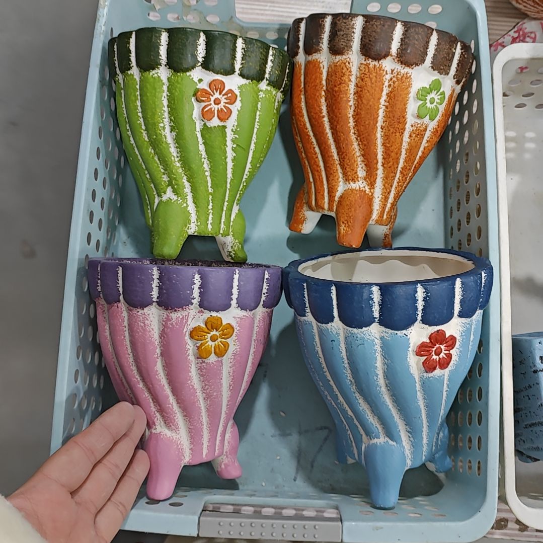 红陶吸水透气的白陶花盆凑满12发货