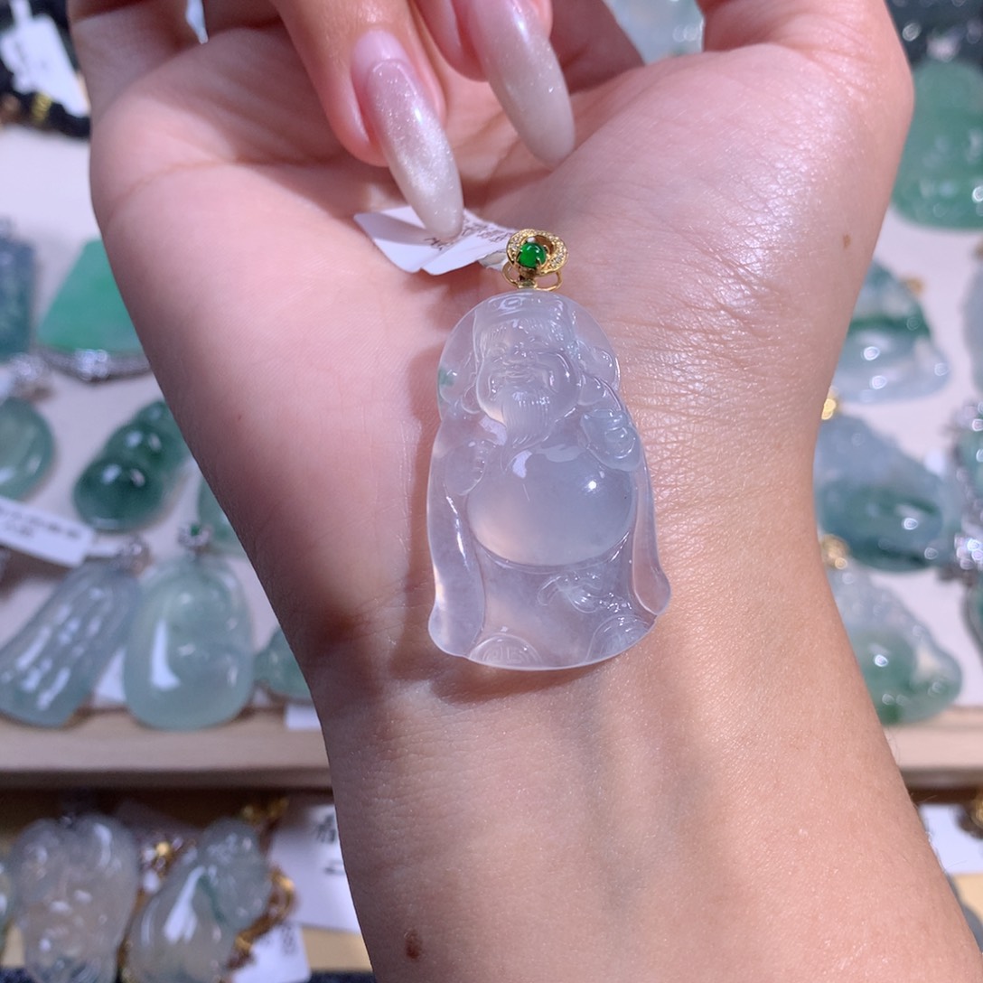 翡翠吊坠(不含链)18K金镶嵌