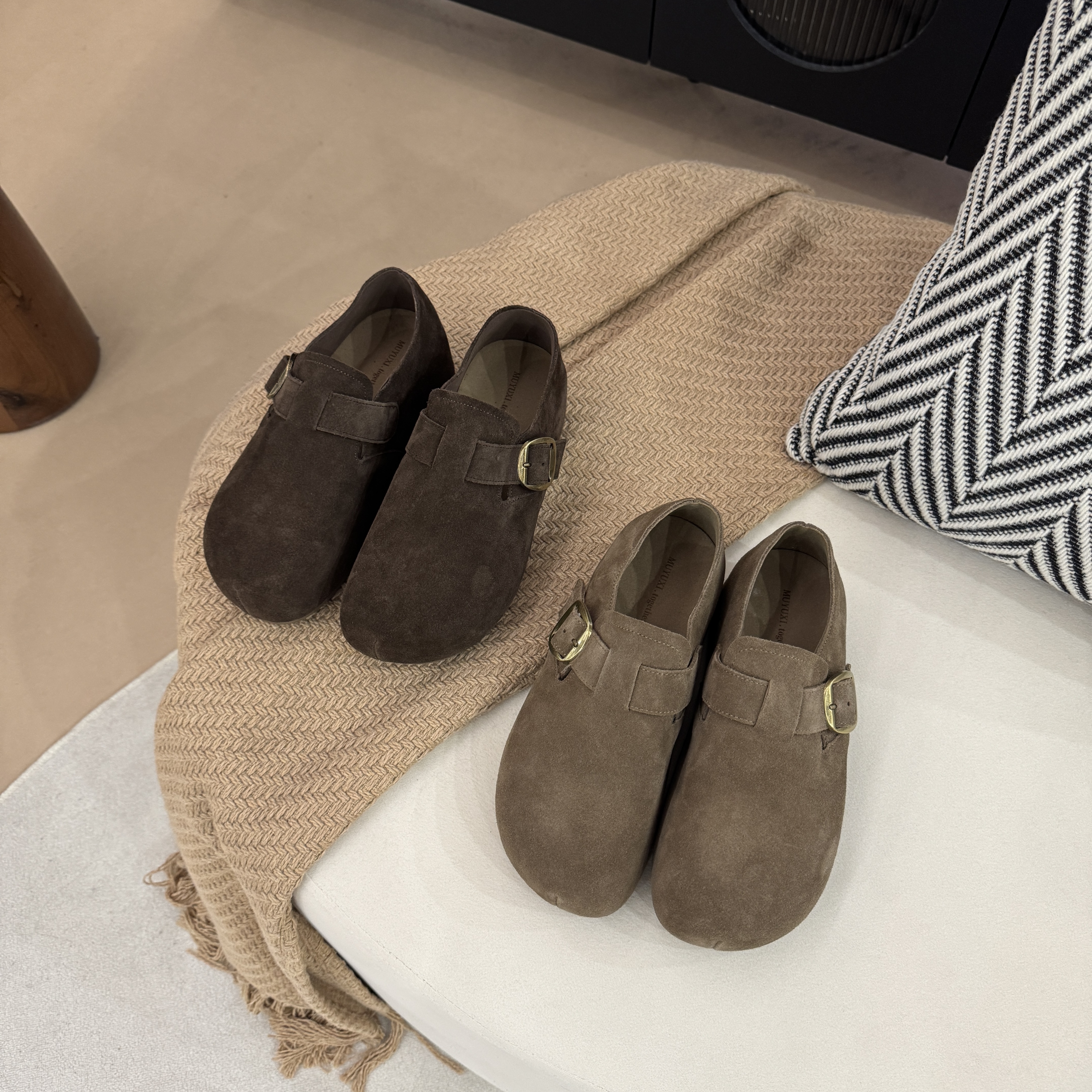 伟丽6店4375款【真皮复古勃肯鞋】秋季时尚休闲鞋懒人鞋女鞋舒适