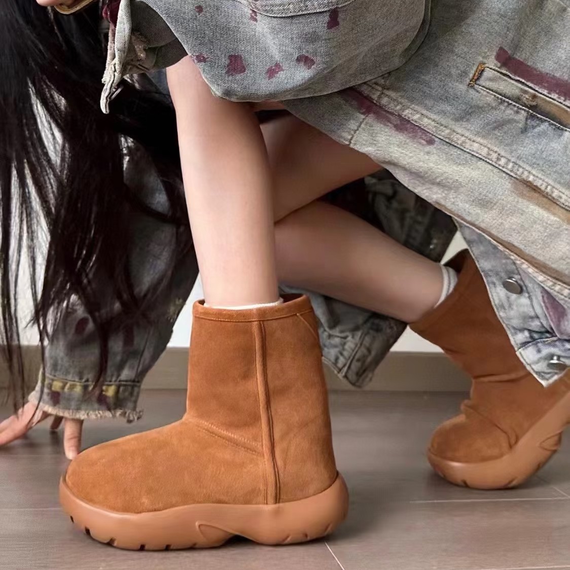 【BV小胖丁】丝光牛反绒➕隆丰羊毛雪地靴