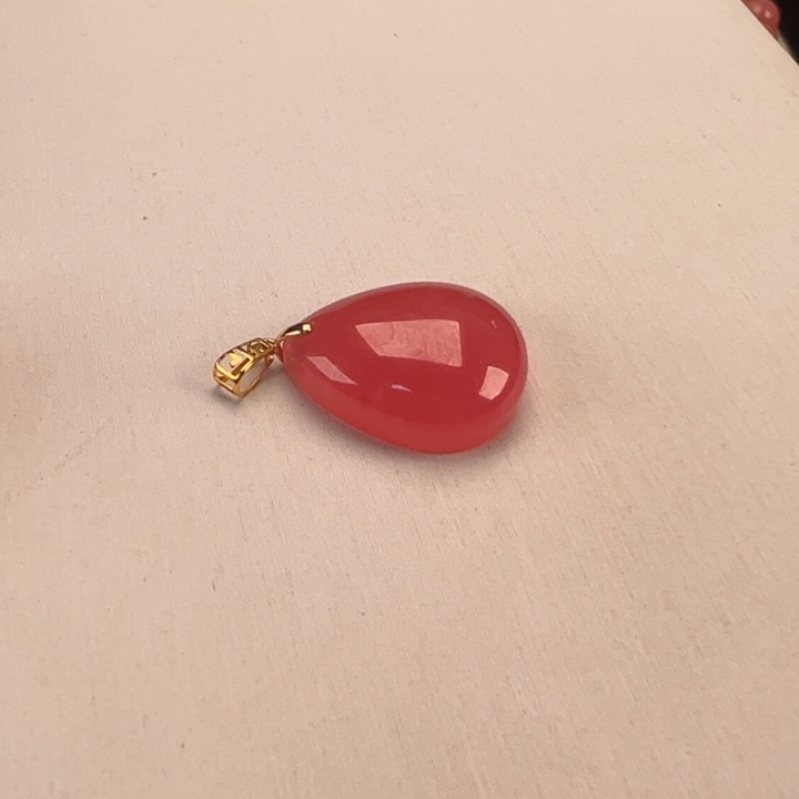 菱锰矿（红纹石）吊坠(赠链)18K金镶嵌芝*6