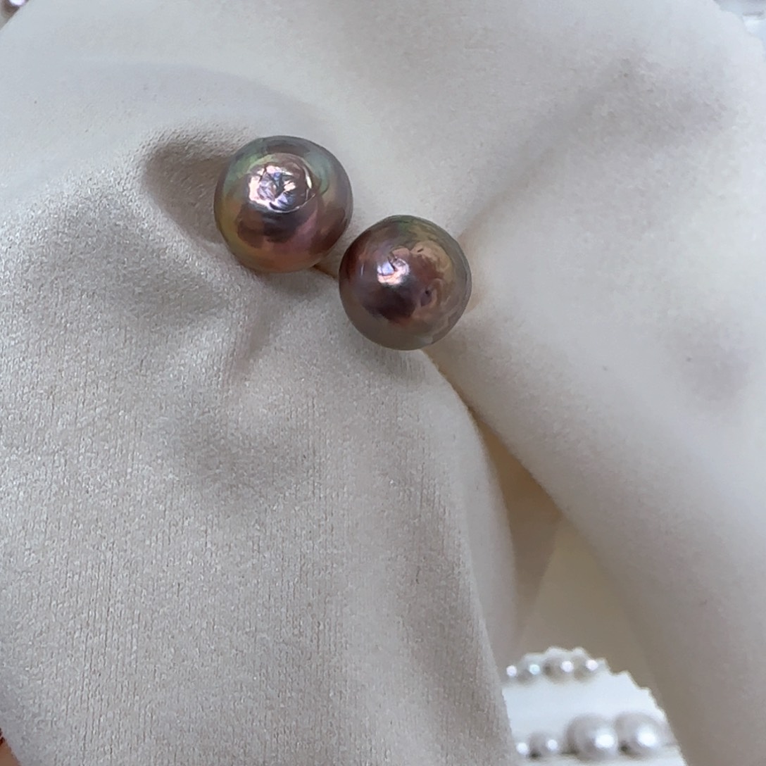 银S925镶嵌淡水珍珠耳饰