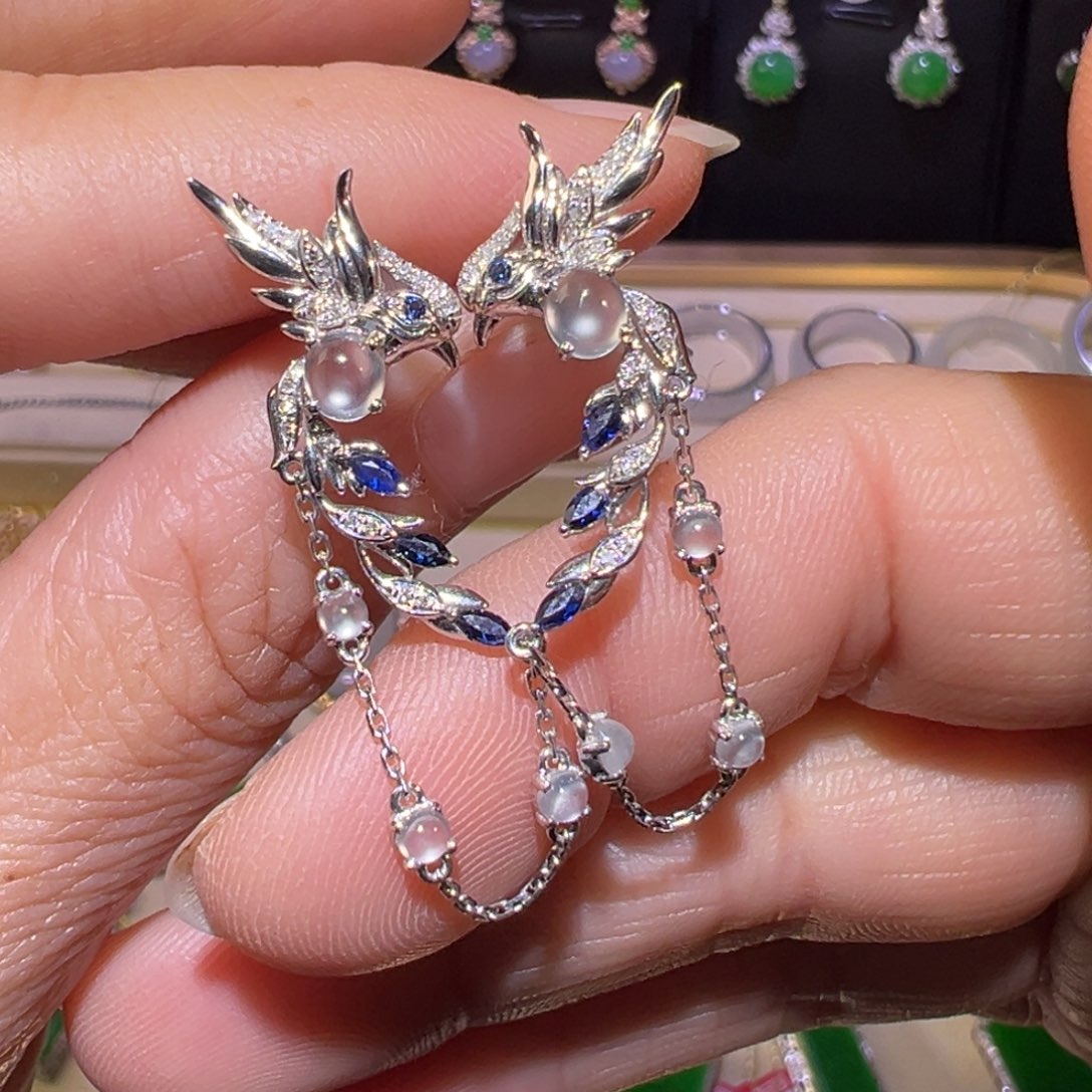 翡翠颈饰18K金镶嵌耳环