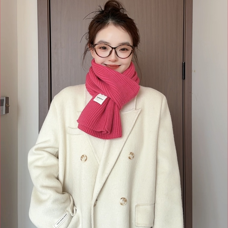 保暖纯色常规款通用欧美风围巾红色秋冬季网红时尚
