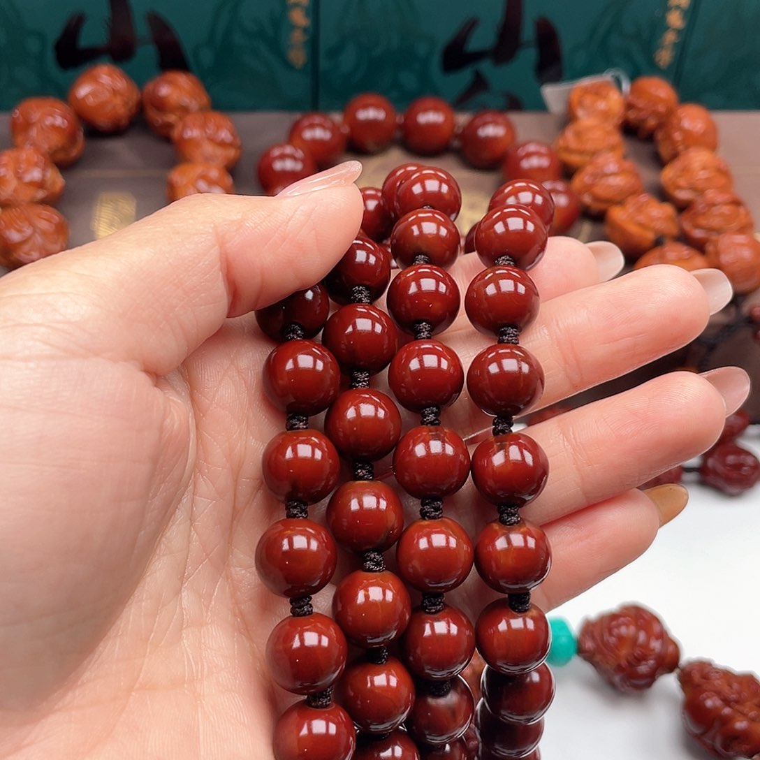 橄榄核手串老***i光珠脖挂