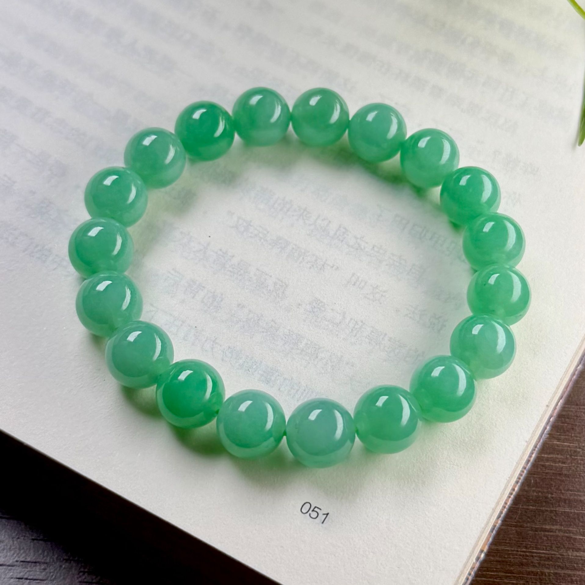 F370冰绿圆珠手串翡翠珠珠缅甸天然A货时尚绿色单圈玉手串气质