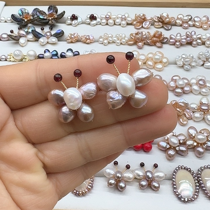 淡水珍珠耳饰银S925镶嵌