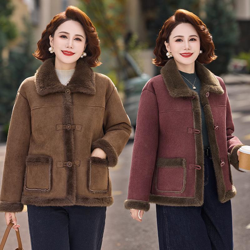 俞兆林中老年女装冬装加厚秋冬毛呢外套中年袄女冬季2025新款妈妈