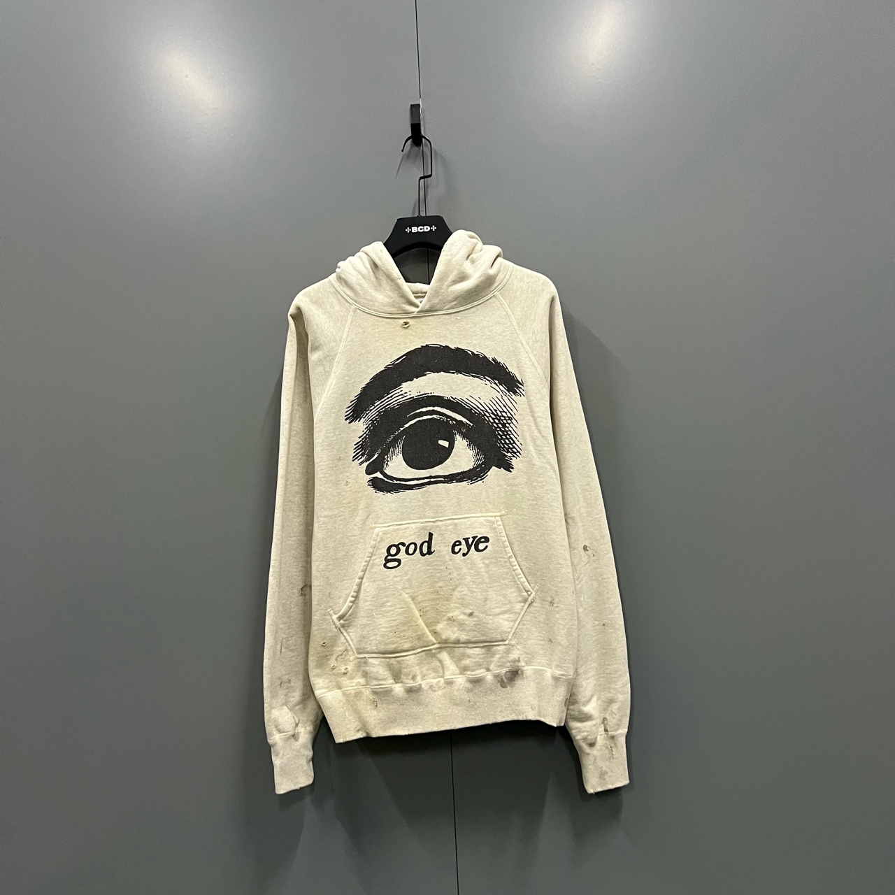 99新  （bb）203  大眼睛印花做旧帽衫 L码