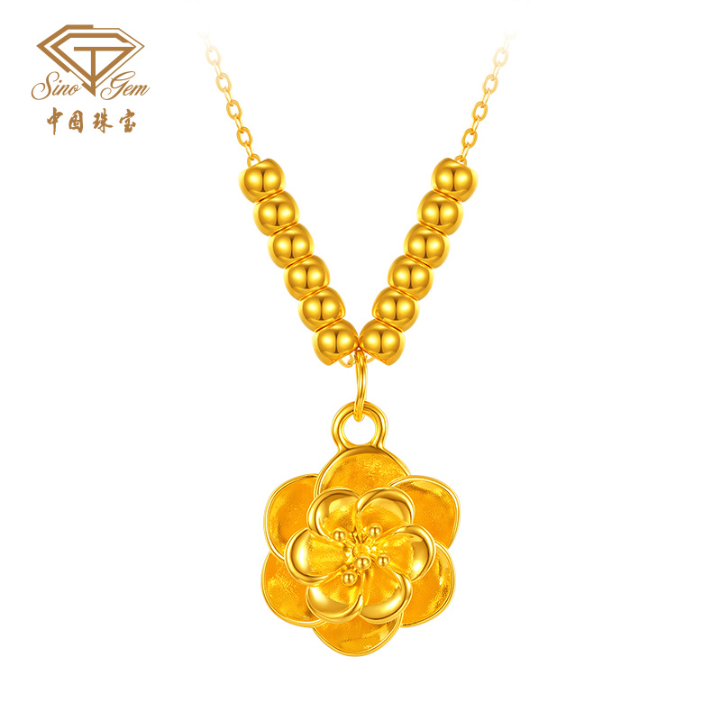 【中国珠宝】芳华牡丹足金转运珠#D42187