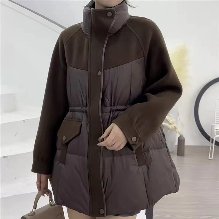 冬季新款高级感毛呢拼接鹅绒服 H1751