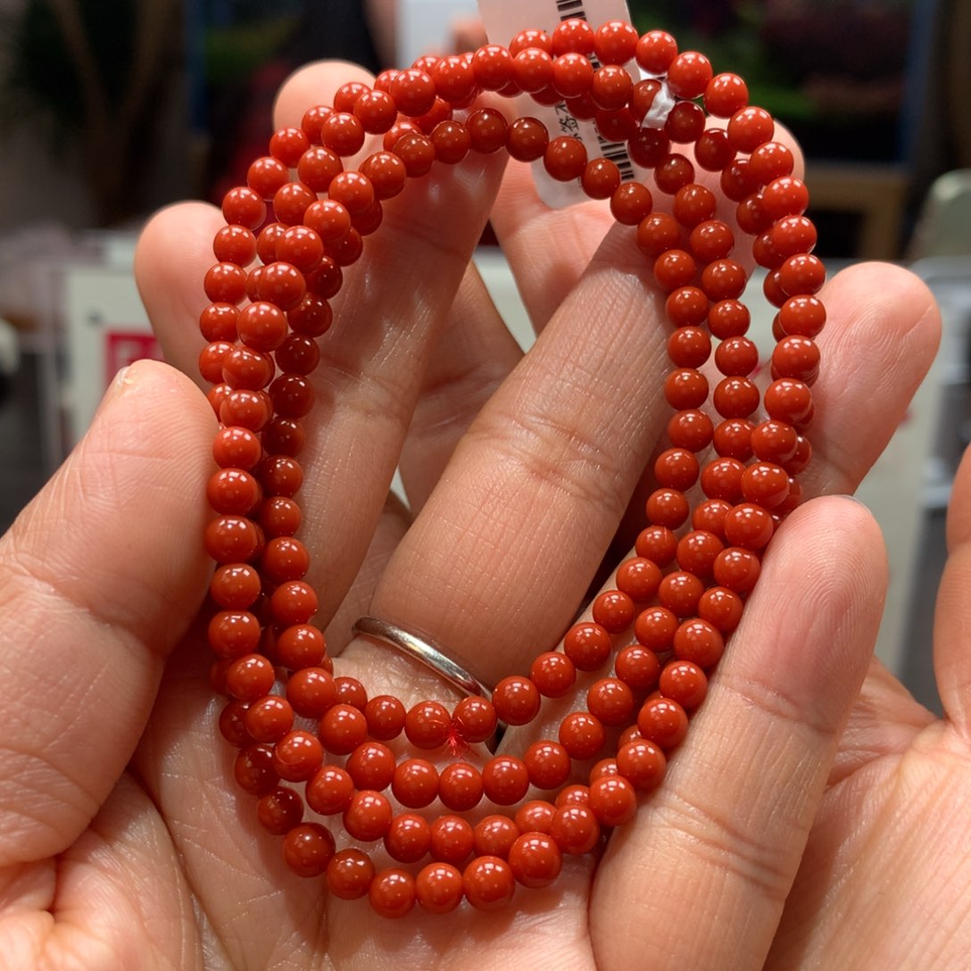 南红玛瑙锦红多圈4mm241216-1未镶嵌