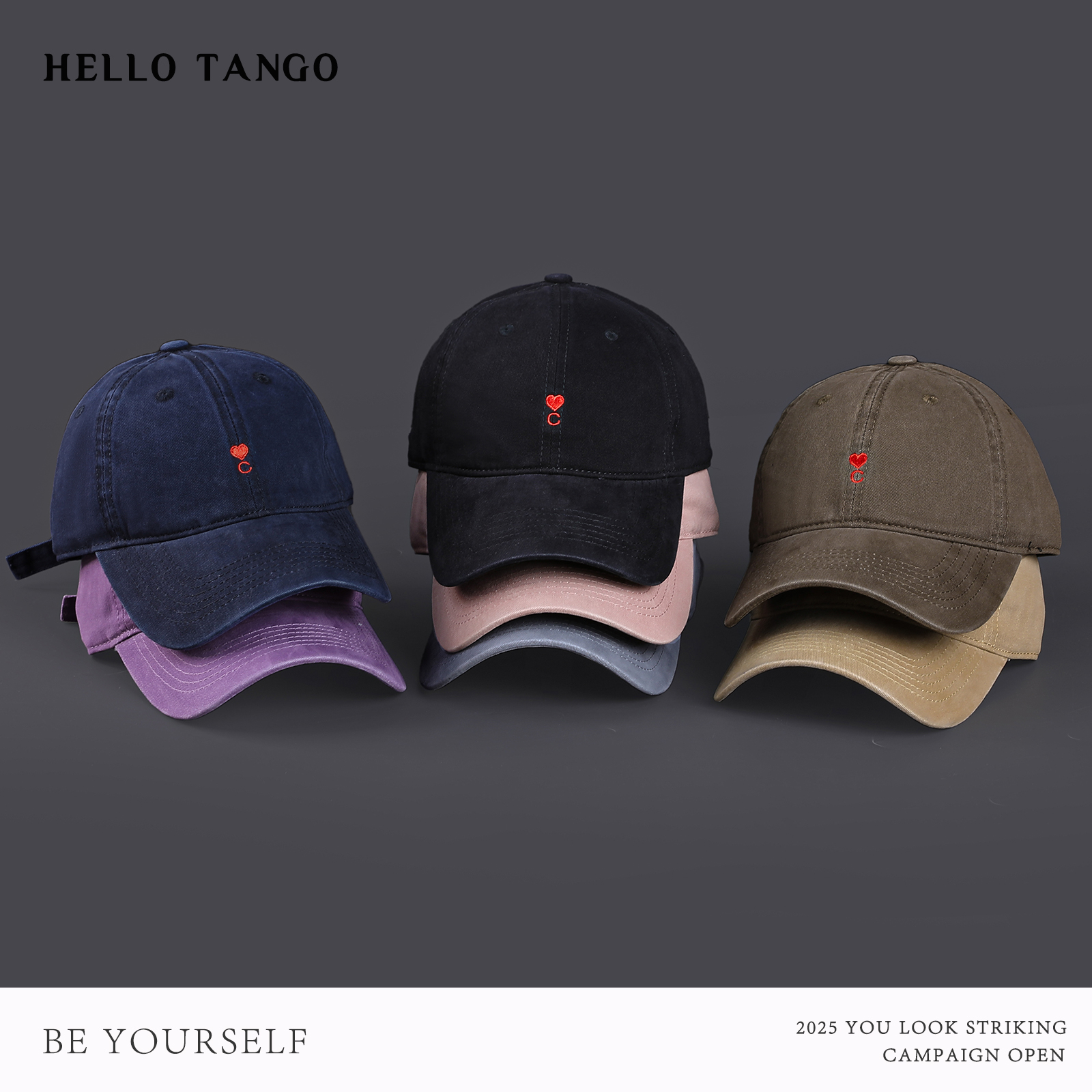HELLOTANGO韩系复古刺绣百搭休闲显脸小鸭舌帽