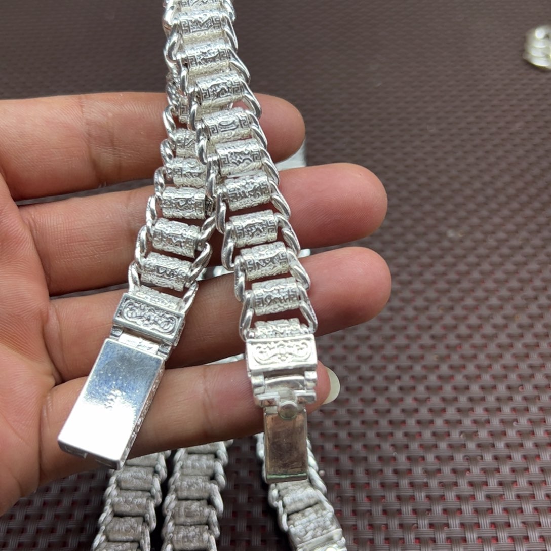 合成金属珐琅老银s925转经筒手链